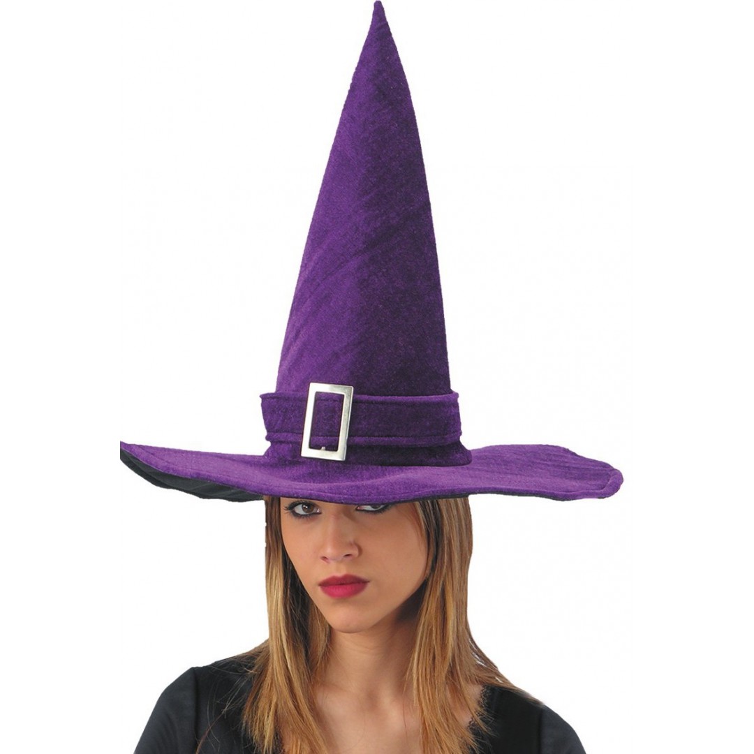 Chapeau de sorcière velours violet