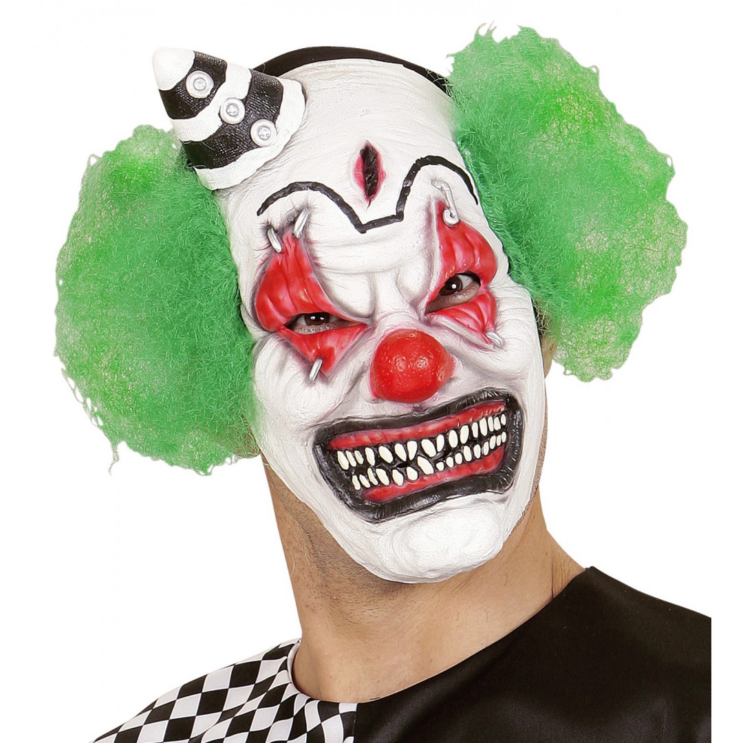 Masque de clown tueur avec mini chapeau