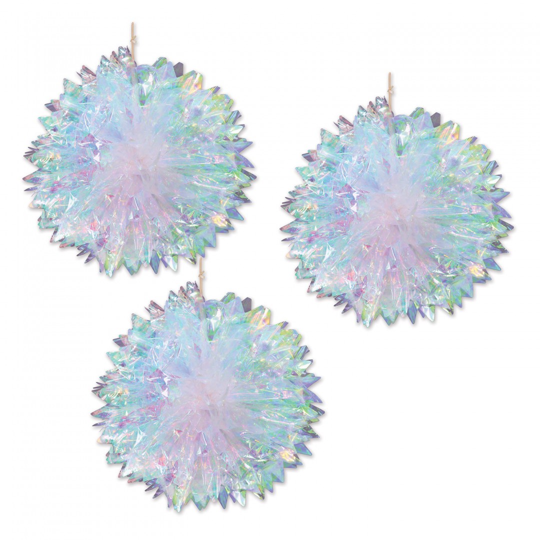 Fluff balls iridescentes x3 - 40 cm
