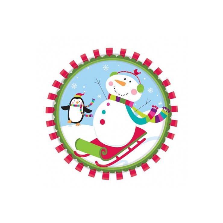 Assiettes Bonhomme de neige x8