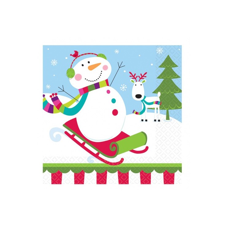 Serviettes Bonhomme de neige x16