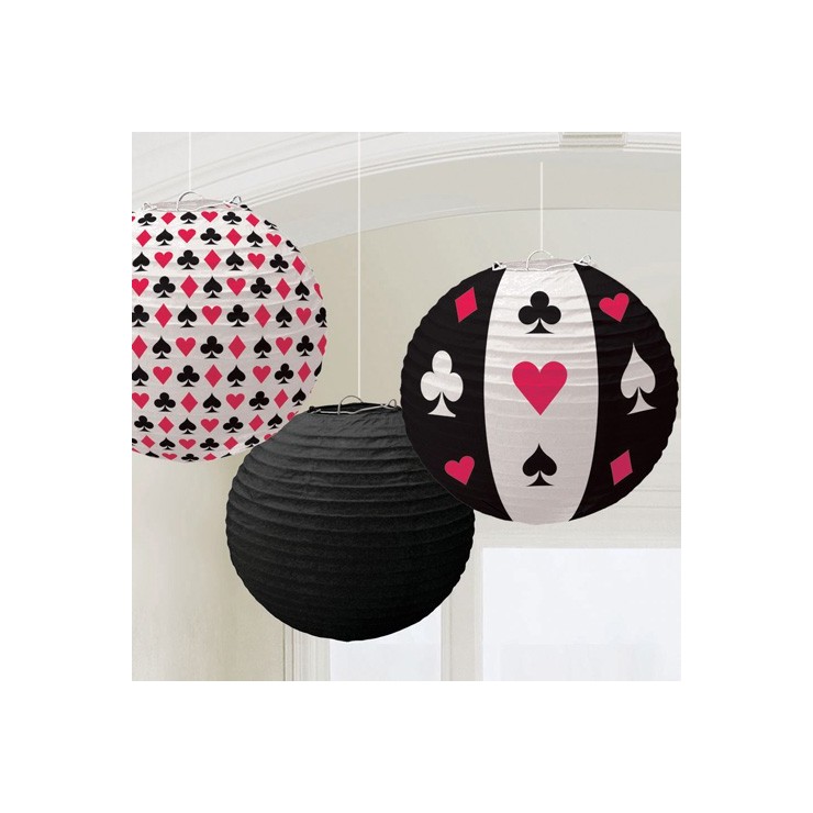 Lanternes deco Poker x3