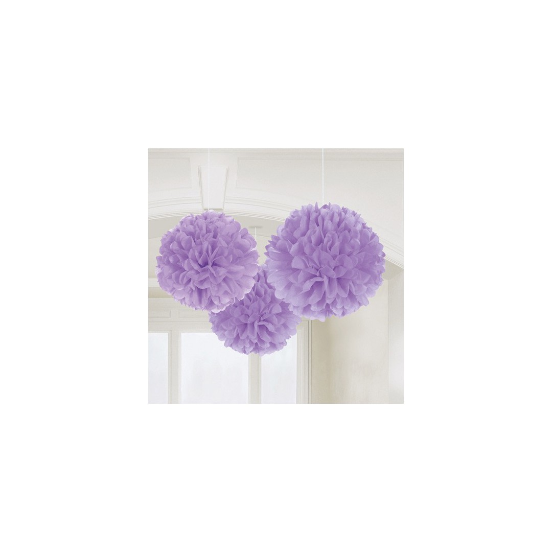 Fluffy ball lilas pastel x3