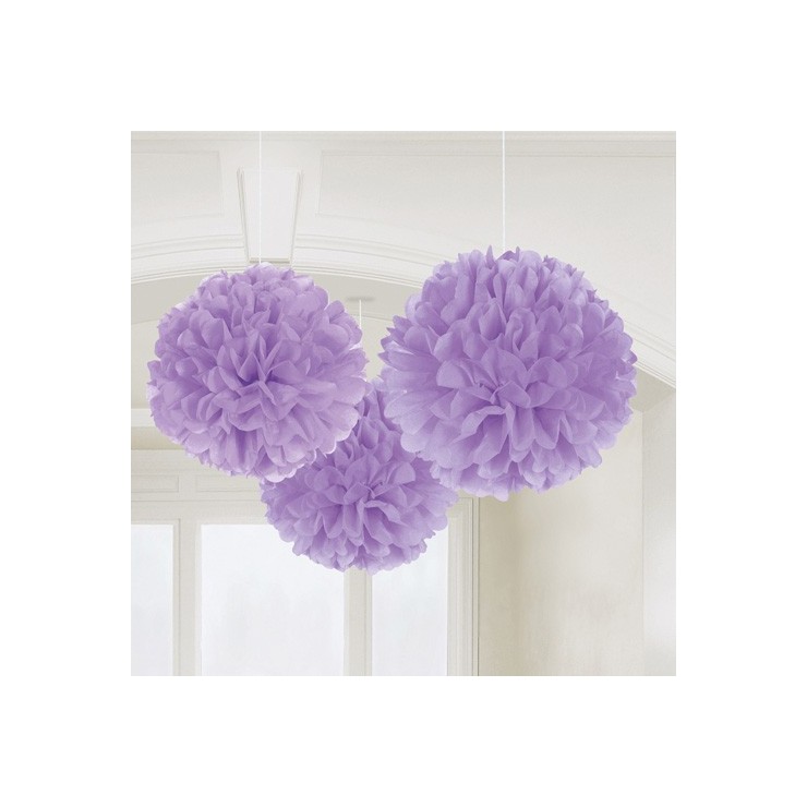 Fluffy ball lilas pastel x3