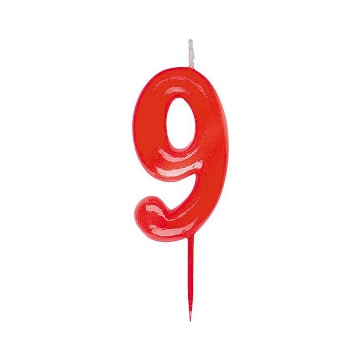 Bougie rouge chiffre 9
