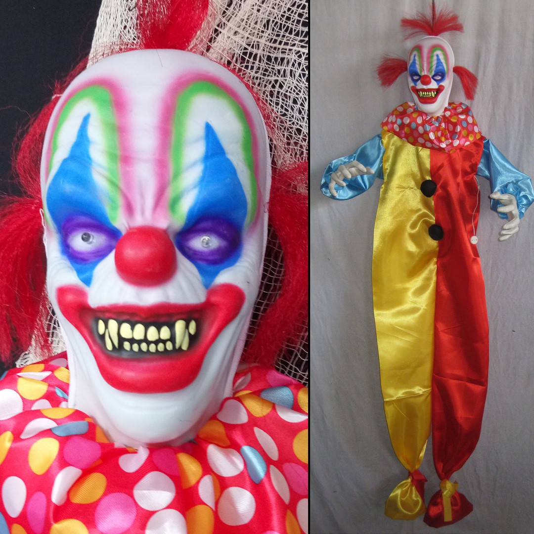 Clown tueur de poupée d'animation d'Halloween à double tête avec lumière et  son 180 cm