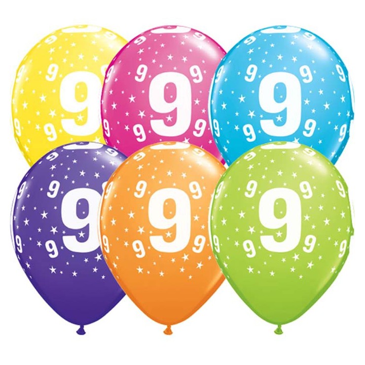 5 ballons chiffres 9