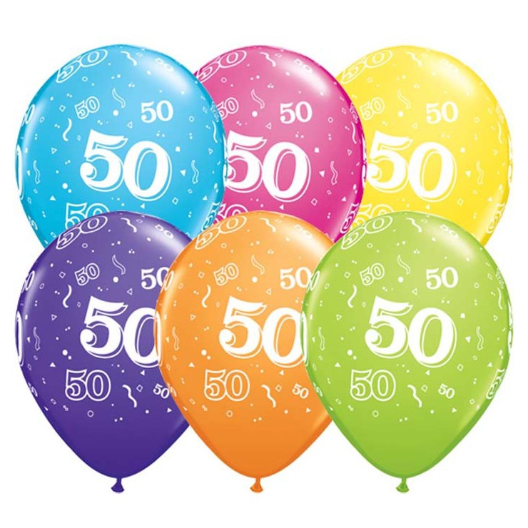 5 ballons chiffres 50