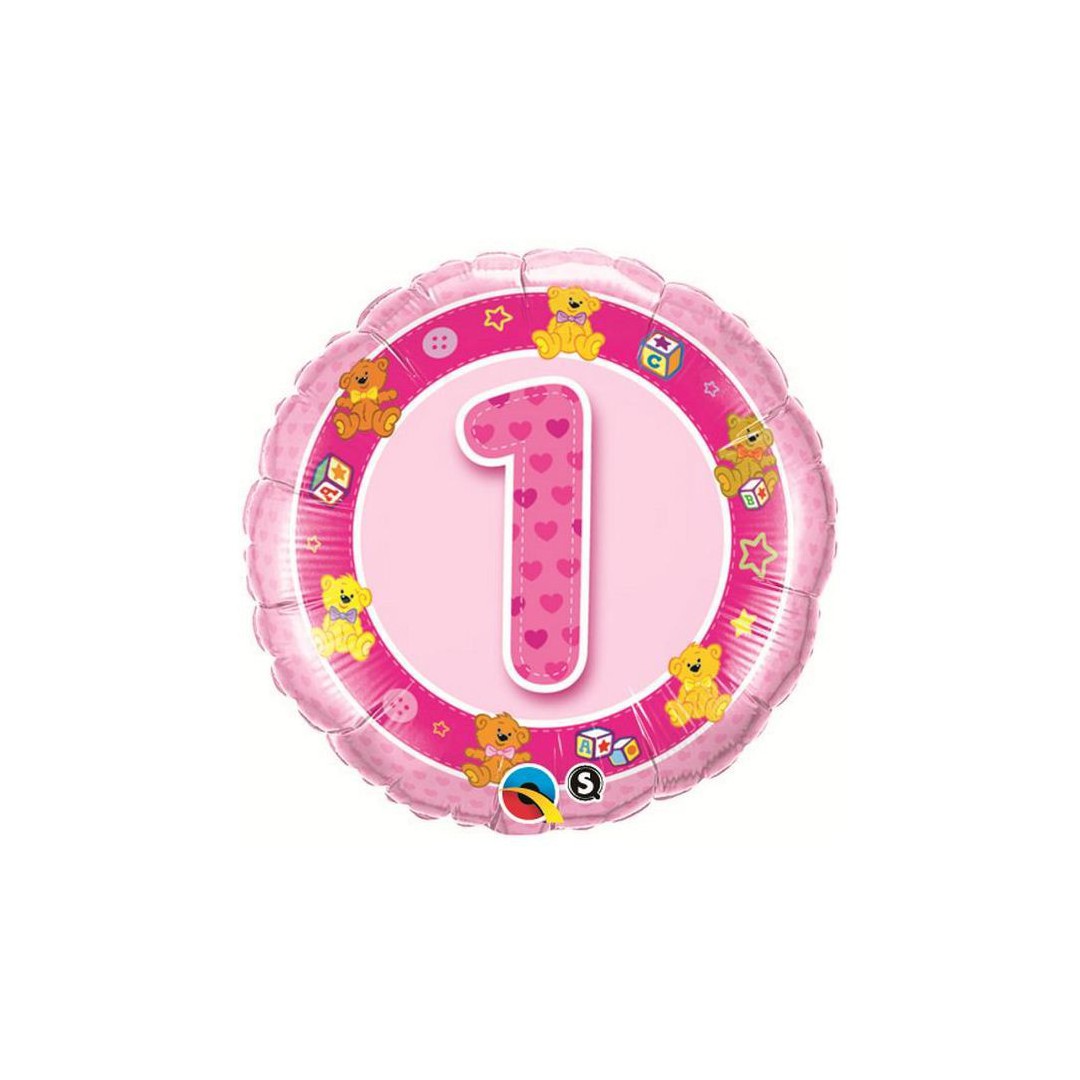 Ballon pink teddies 1 an 45cm