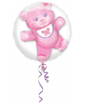 Double ballon ourson rose 60 cm