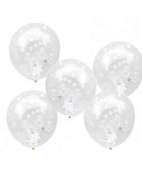 Ballons transparents confettis blancs