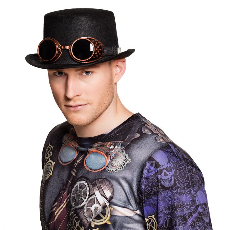 marron Boland-Hat party glasses 54562 – Chapeau Specspunk Deluxe avec lunettes Unisexe-Adulte 10235880 carnaval coiffe pour fête à thème steampunk 