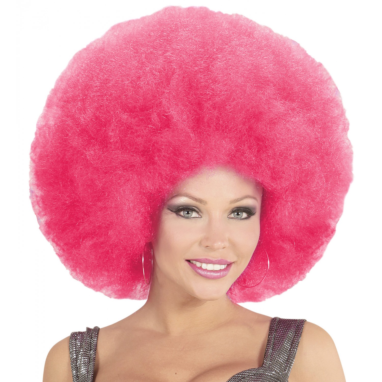 Perruque Afro Rose Fluo Adulte