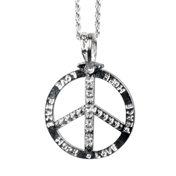 Collier peace & love strass