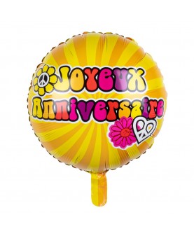 Ballon joyeux anniversaire hippie