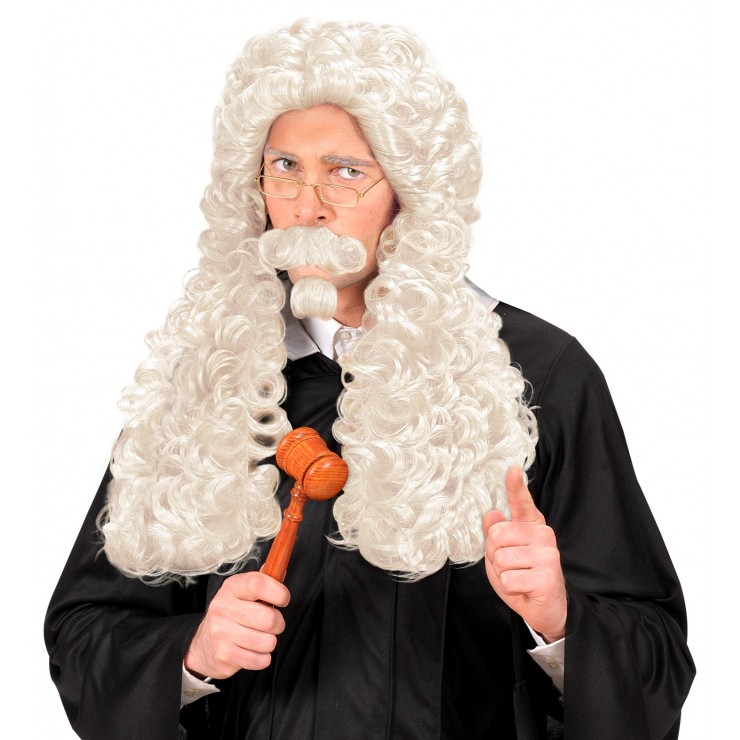 Homme Adulte Long Blanc ondulé historique juge Costume Perruque 