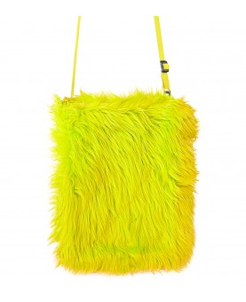 Sac à main peluche jaune fluo