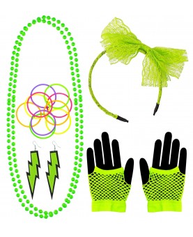 Set accessoires années 80 vert fluo