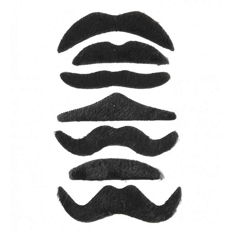 Set de 7 moustaches noires