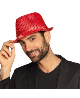 Chapeau Popstar à sequins rouge