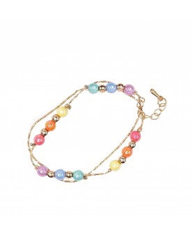 Bracelet or avec perles multicolores