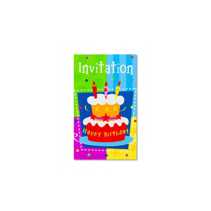 6 invitations Happy Birthday