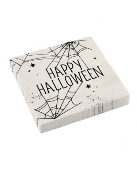 Serviettes Happy Halloween blanches x 16