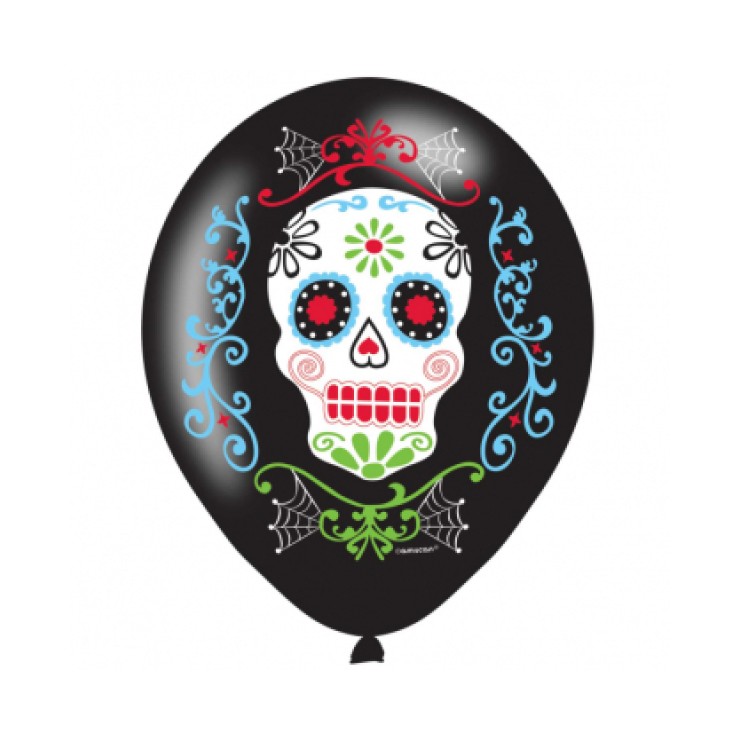 6 Ballons latex Day of the Dead / Jour des morts