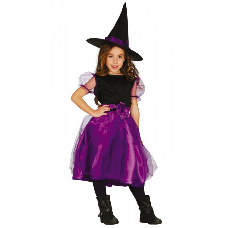 Déguisement sorcière noire & violette enfant