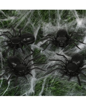 4 araignées noires 10 cm