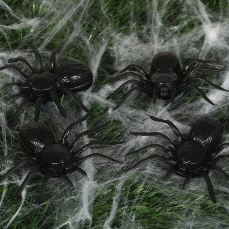 4 araignées noires 10 cm