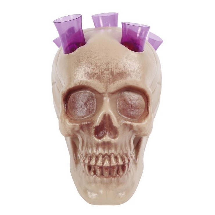 Crâne avec verres à shot