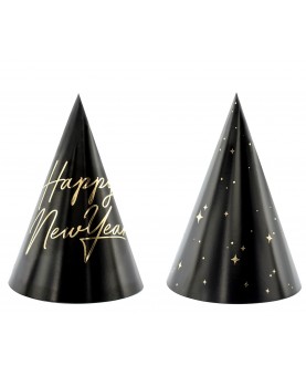 6 chapeaux pointus noirs Happy new year