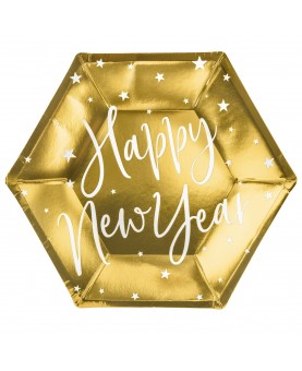 6 assiettes hexagonales Happy new year or