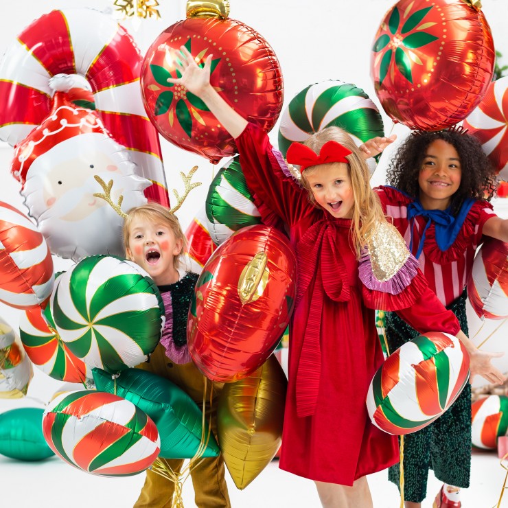 Décoration de Noël : Ballon Canne à Sucre 50 x 82 cm - déguiz-fêtes