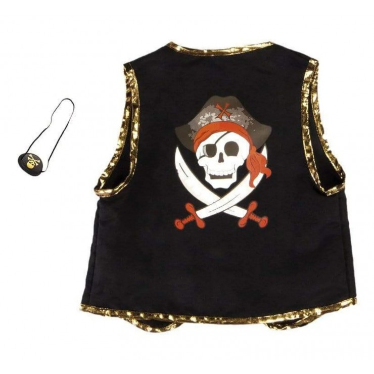 Set Pirate garçon, 5 pcs (gilet, chapeau, cache-oeil, crochet et boucle d' oreille) chez DeguizFetes.