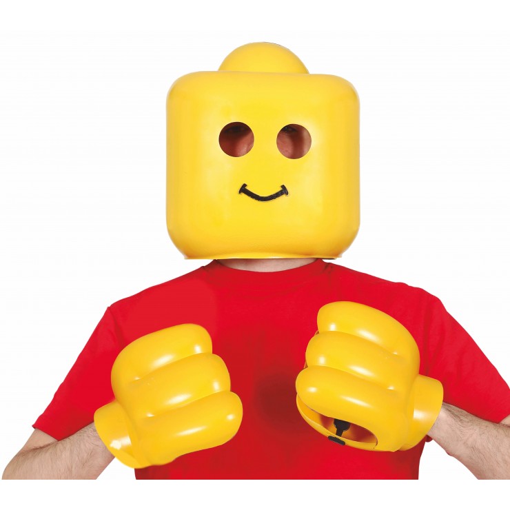 Masque et mains jouet en plastique jaune