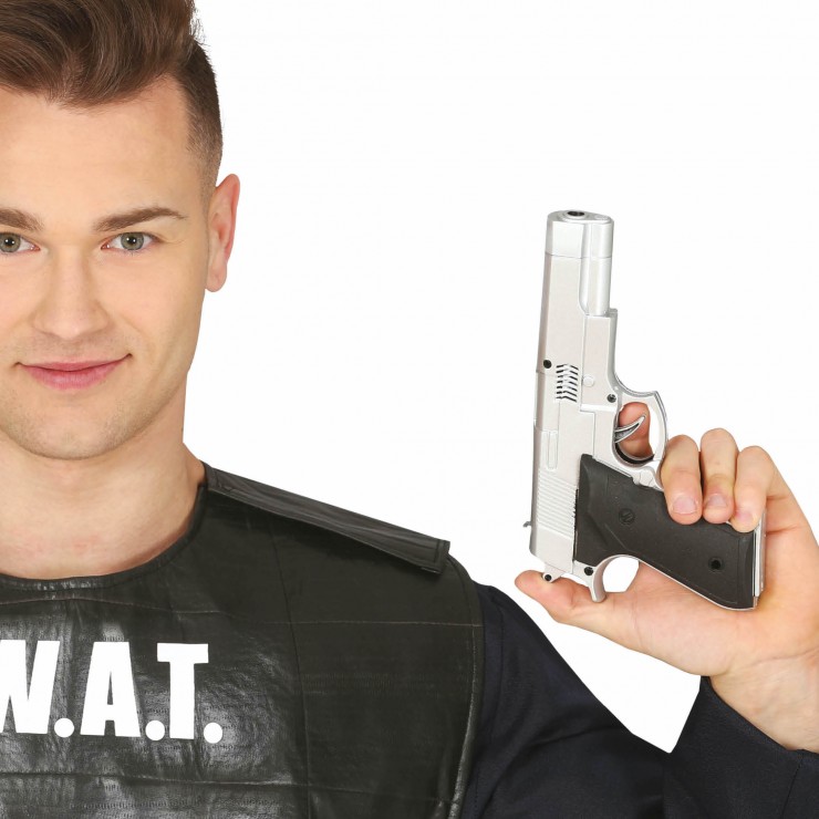 Pistolet automatique argent 24 cm