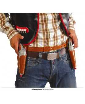 Double holster marron avec revolvers