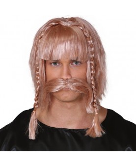 Perruque Viking avec moustache
