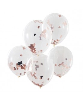 Ballons confettis cœur rose gold