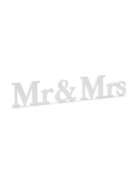 Inscription Mr & Mrs en bois blanc