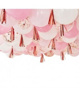 Kit plafond de ballons roses, blancs et rose gold