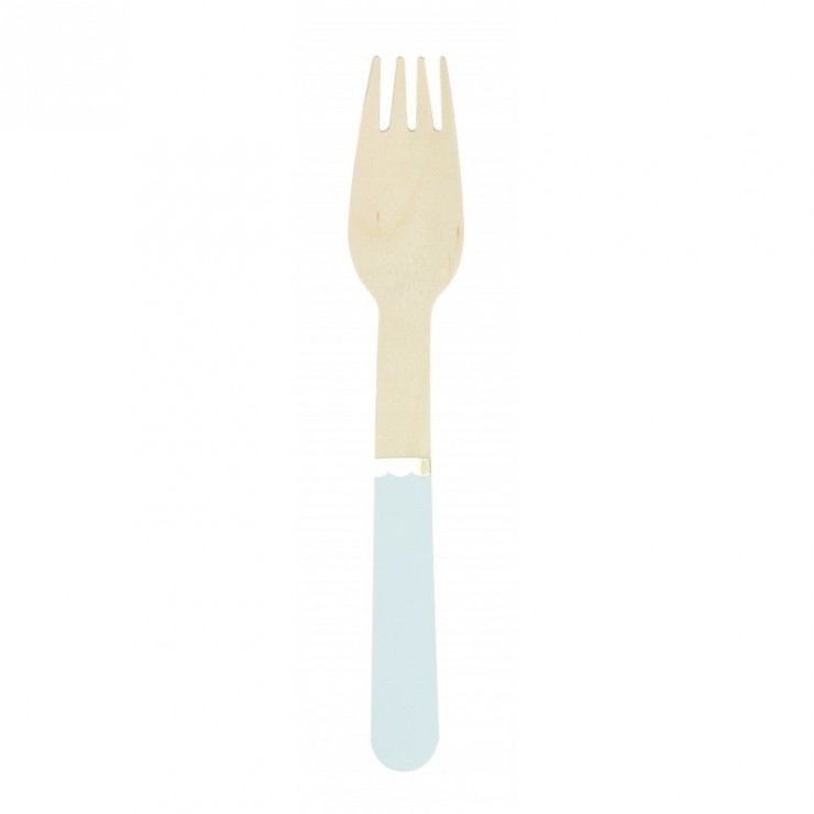 Fourchettes en bois bleu pastel