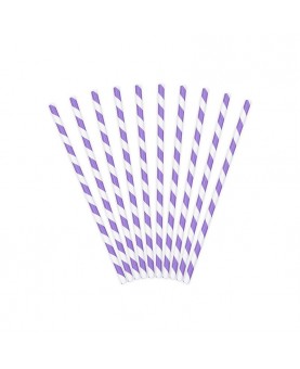 Pailles lilas et blanc en carton