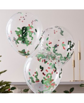 Ballons transparents confettis de Noël