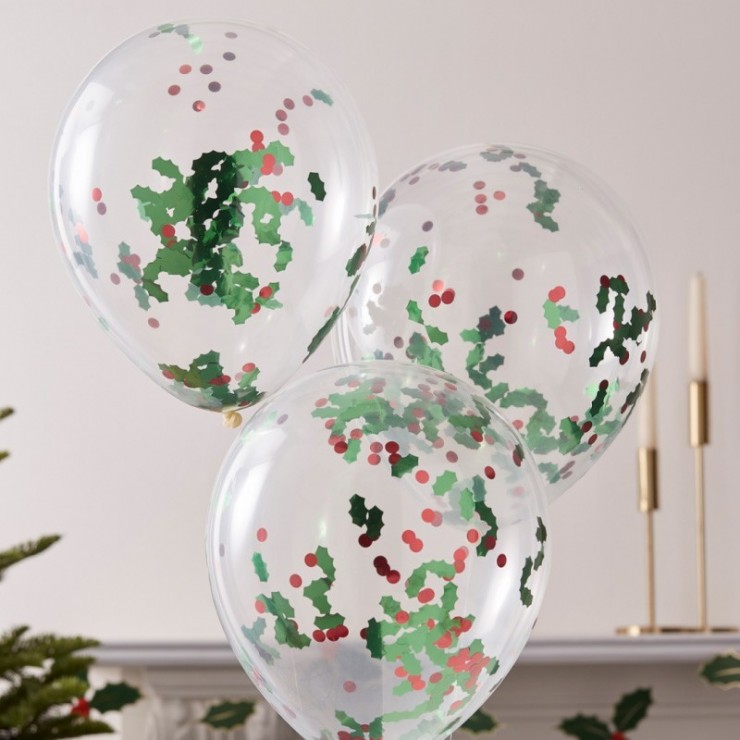 Ballons transparents confettis de Noël