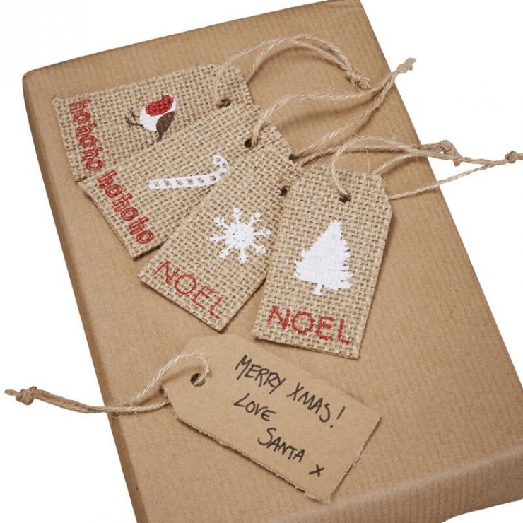 6 étiquettes cadeaux - Père Noël à paillettes - Global Gift