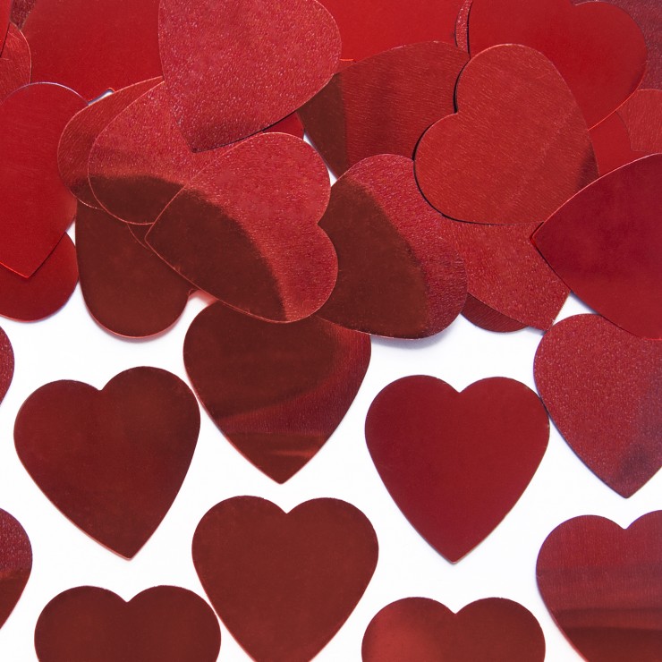 Confettis cœurs rouges 25 mm