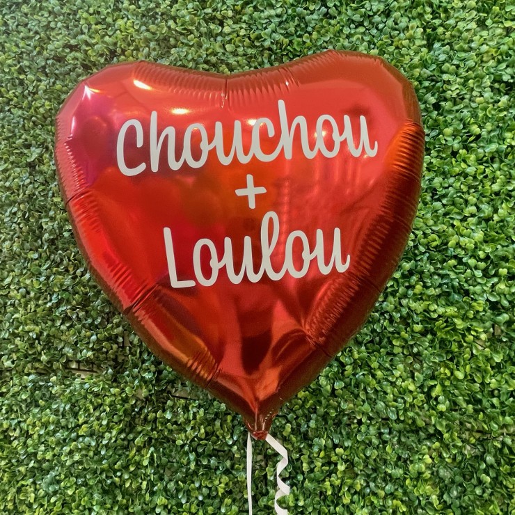 Ballon Cœur Rouge - Texte Doré Personnalisable ! 